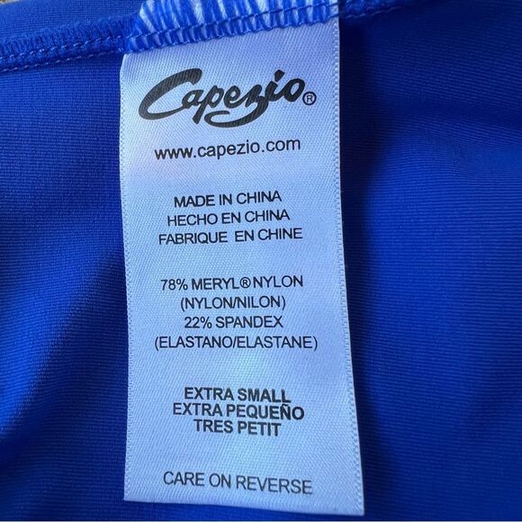 Capezio Halter V-Neck Leotard & Short Set Royal XS - Picture 9 of 9